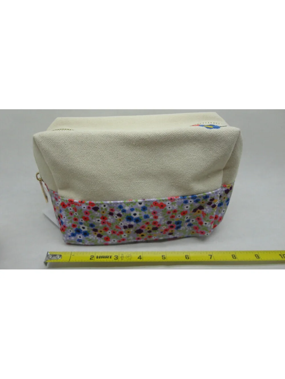 Bienali Small Canvas Cosmetic makeup Pouch Storage Bag Daisy Floral NEW